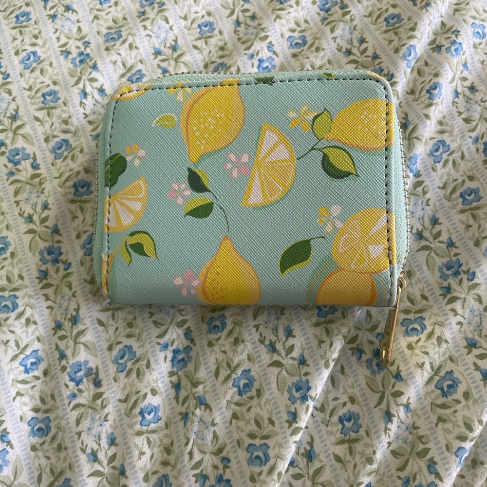 Trina Turk Lemon Print Tote bag and wallet- Blue and Yellow - Picture 15 of 16